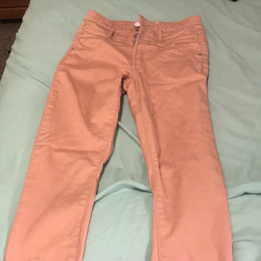 Pink high waisted jeans size 3